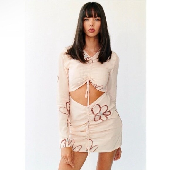 With Jean Hermana Mini Dress in Chalk & Flowers Size XS - Picture 1 of 10